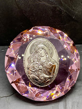 Load image into Gallery viewer, Pink Glass Diamond Cut Icon with 925* Silver Panagia DI3
