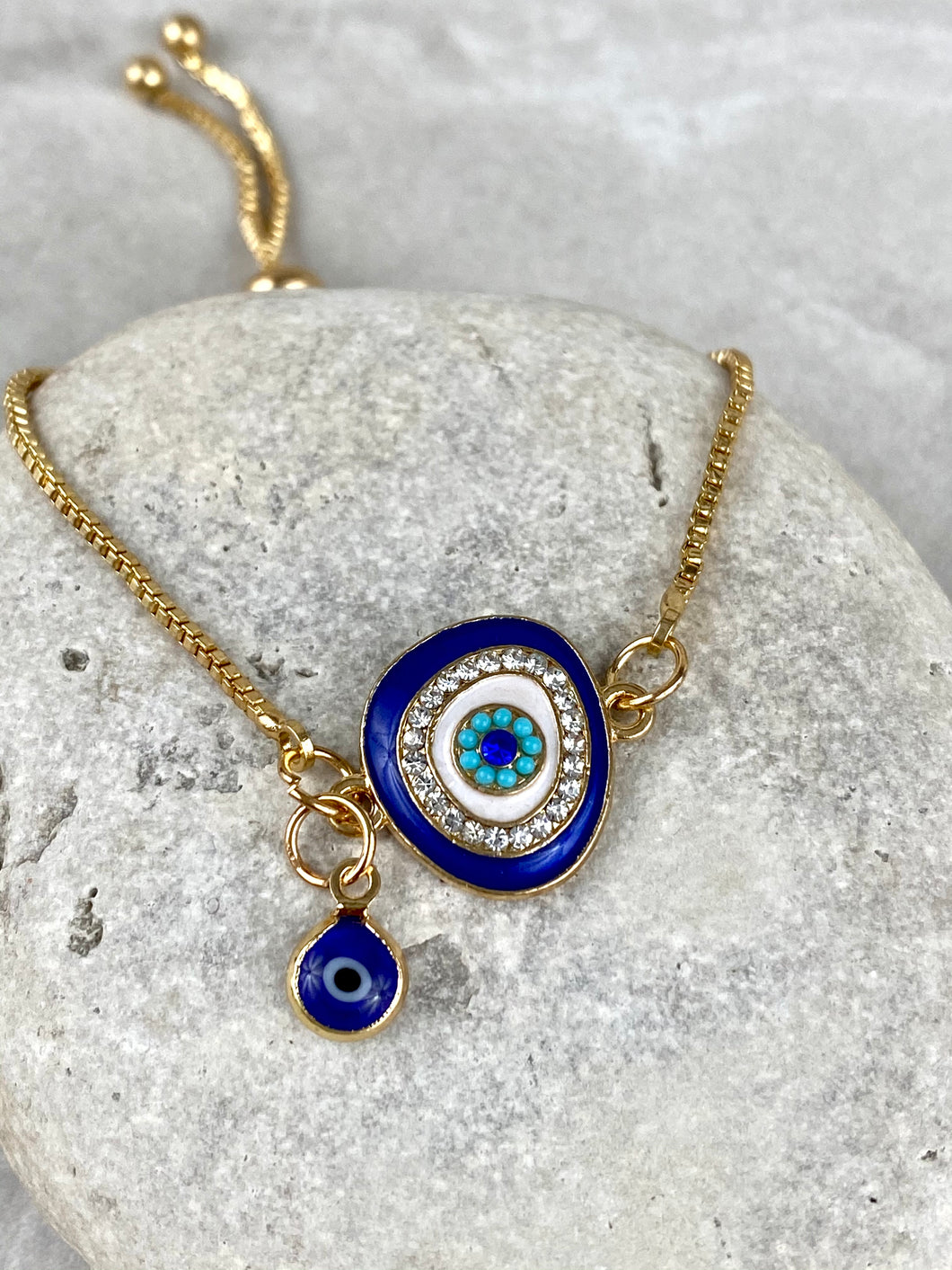 Adjustable Navy Blue Evil Eye Bracelet EE27