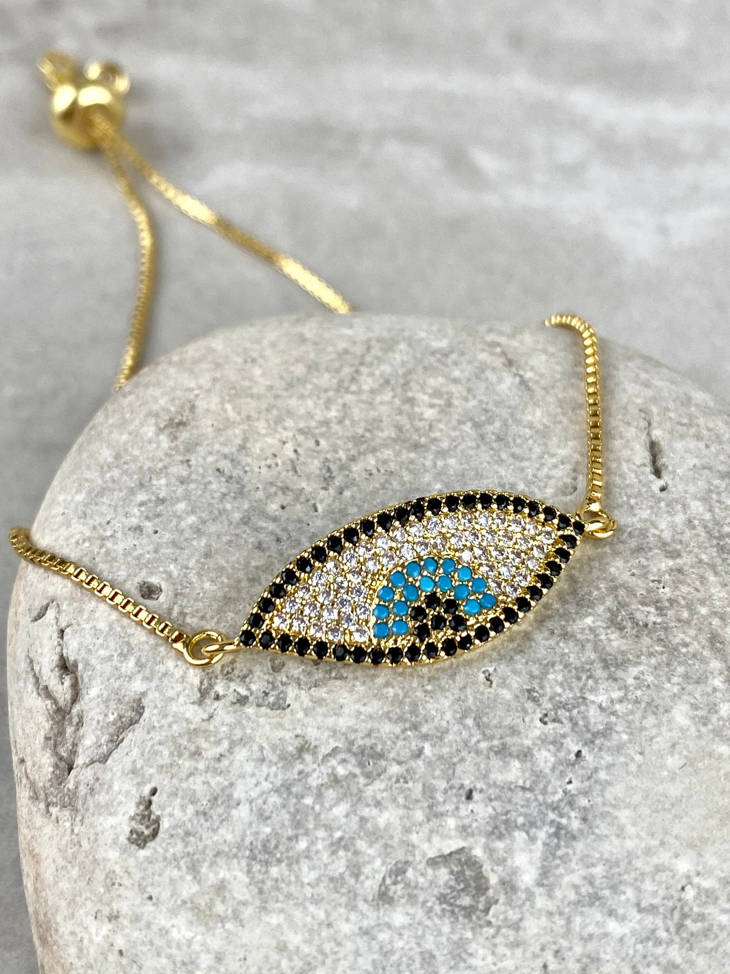 Evil Eye Adjustable Gold Copper Bracelet EE25