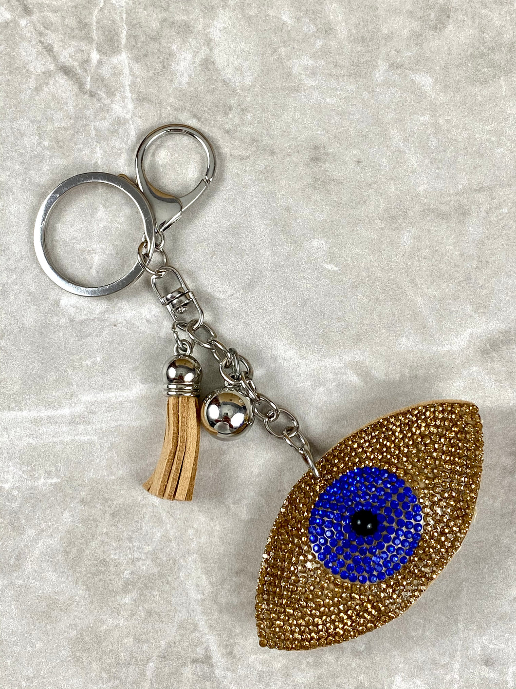 Sequence Evil Eye with Tassel Keychain and Lobster Clasp EK2