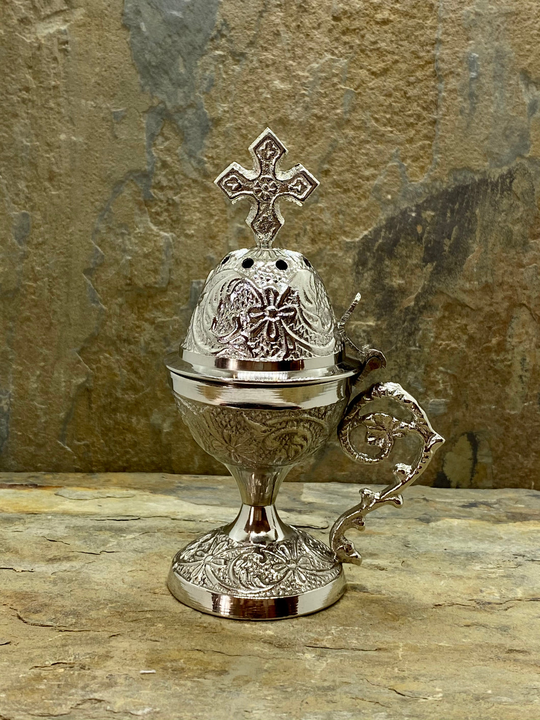 Fine Detailed Nickel Plated Brass Themioto Incense Burner 8638N