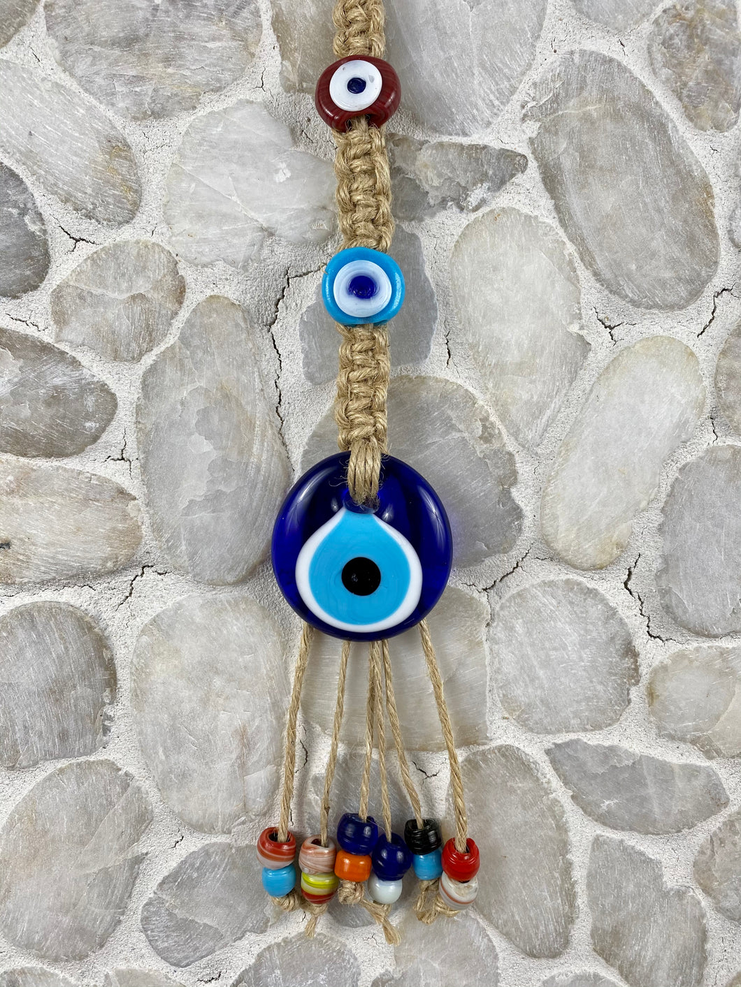 Hand Made Glass Evil Eye Mati Macrame SM15