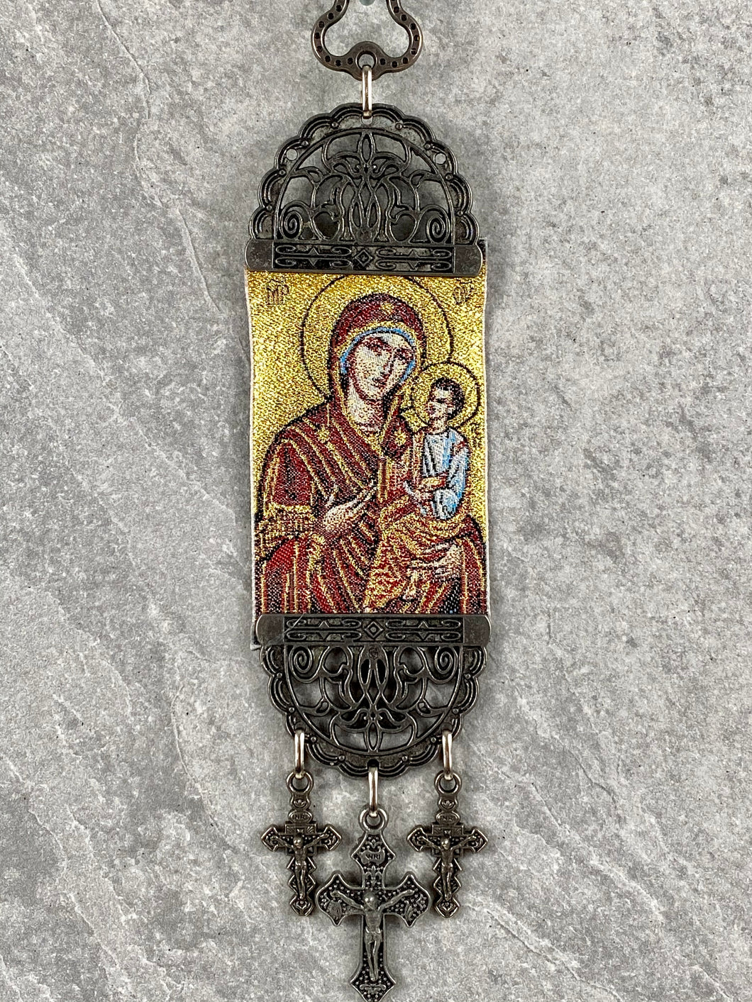 Panagia Wall Tapestry with Metal Crosess WT1