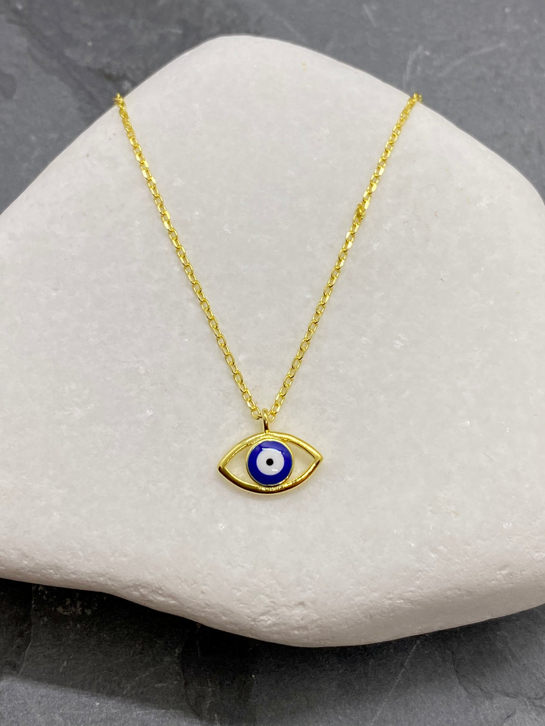 925” Sterling Gold Evil Eye Mati Necklace GN3