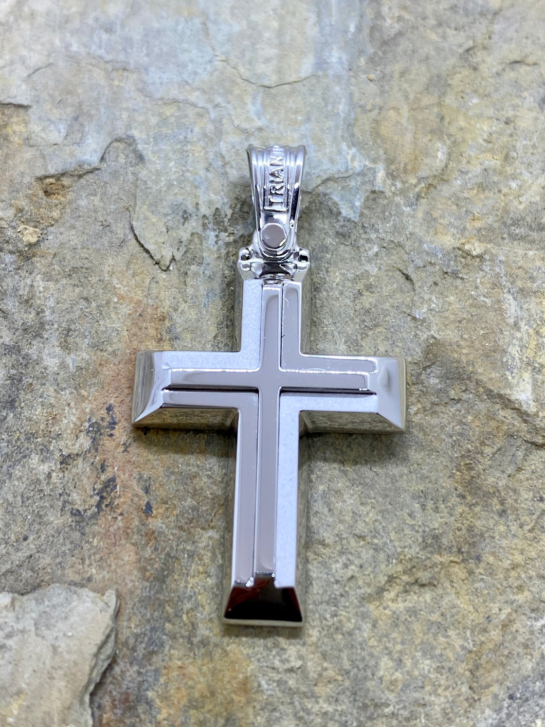 Triantos 14k Polished White Gold Cross 4