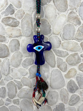 Load image into Gallery viewer, Hand Made Glass Cross Evil Eye Mati M15
