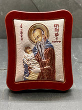 Load image into Gallery viewer, Silver Ag. Stelianos The Baby Protector Icon on Cherry Wood SI72
