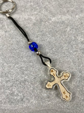 Load image into Gallery viewer, Metal Frame with Wood IC.XR.NI.KA (Jesus Conquers) and Beads Keychain RK2
