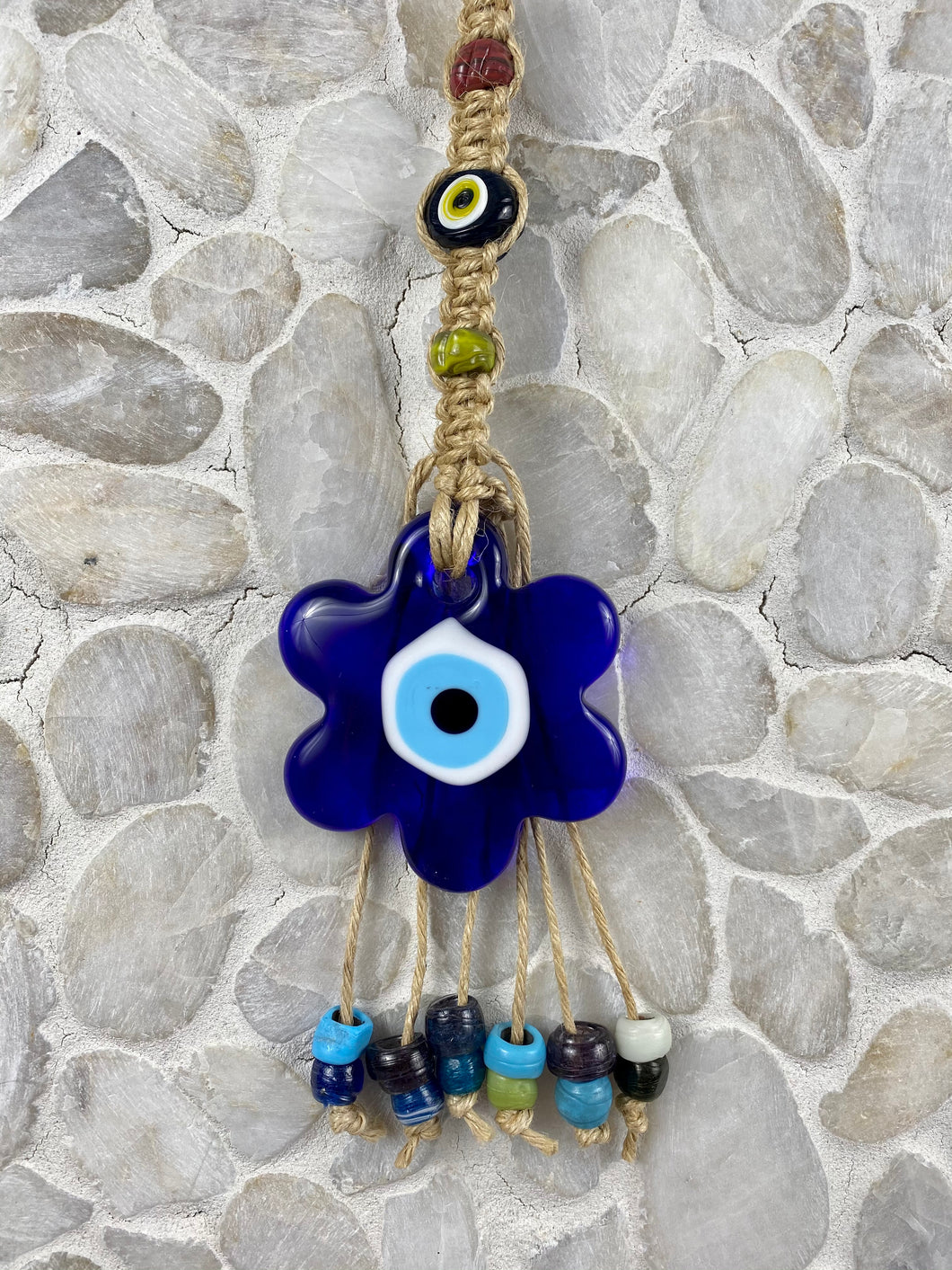 Hand Made Glass Daisy Evil Eye Mati Macrame M20