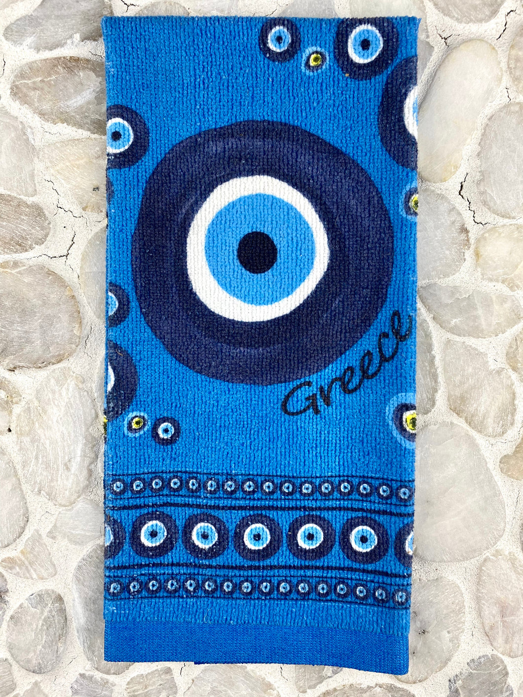 Cotton Towel with Blue Evil Eye Print HT4