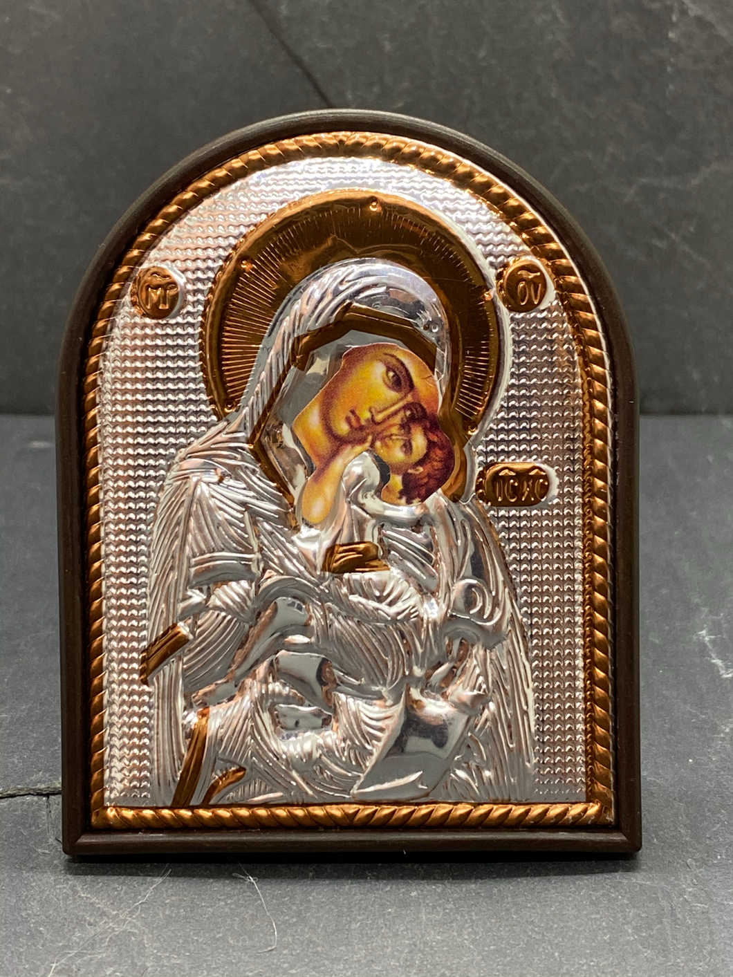 Holy Icon with Silver and Rosegold Accents on Acrylic Stand HI11