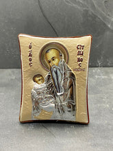 Load image into Gallery viewer, An original copy of Byzantine Holy Icon Agios Stelianos made with 925* Silver on Cherry Wood SI25
