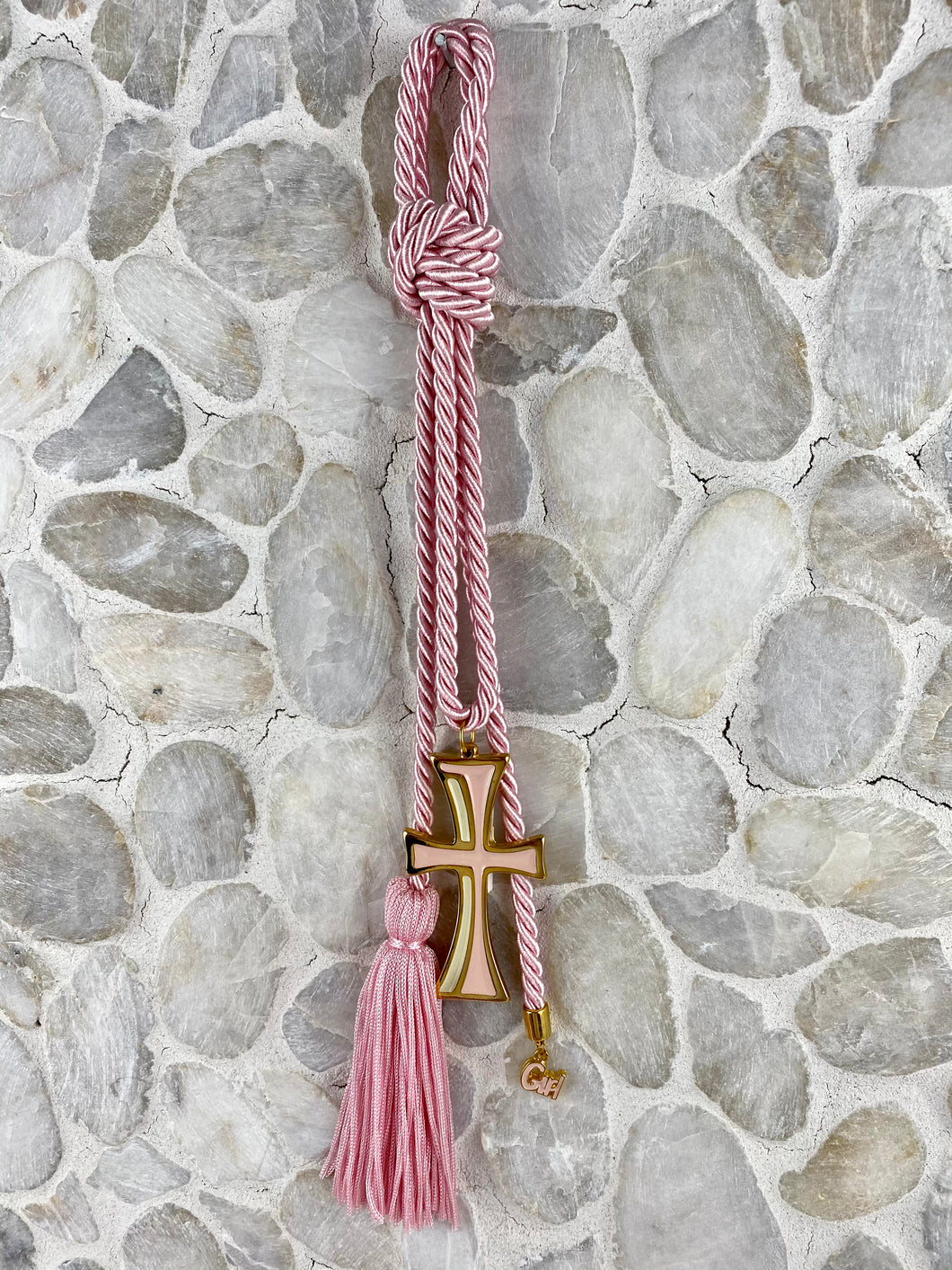 Pearl Pink Cord with Large Cross GHG17