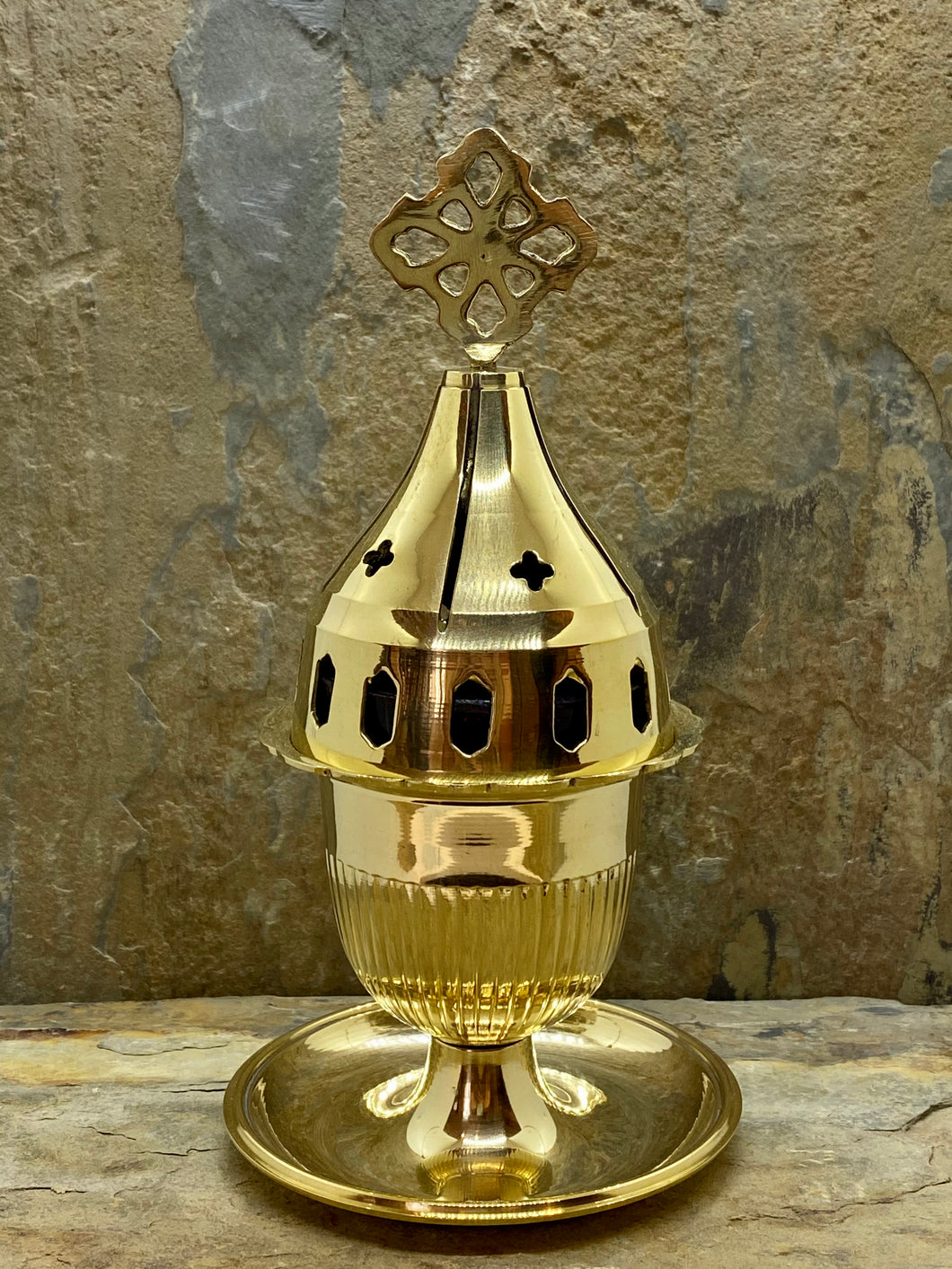 Polished Greek Orthodox Brass Kantili Vigil Lamp 4301AB