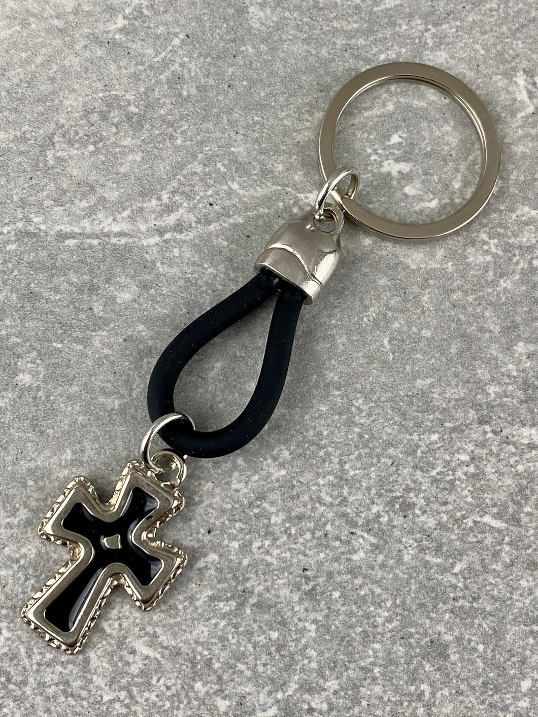 Cross Keychain with Leather Loop K16