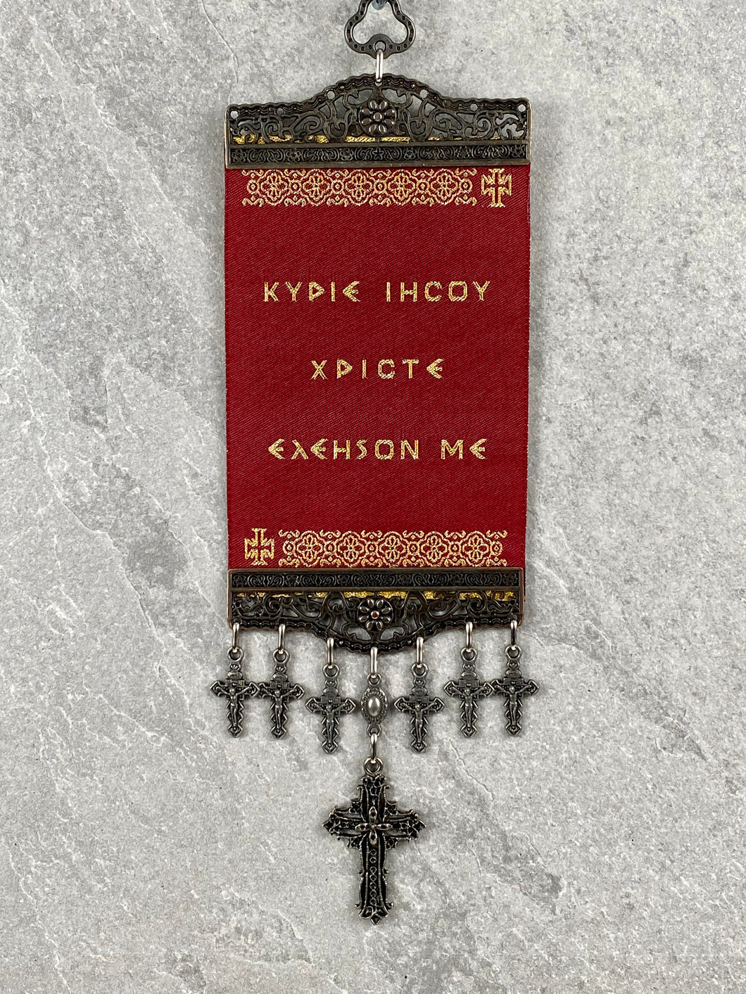 Hanging Prayer Wall Tapestry with Metal Crosses WT2