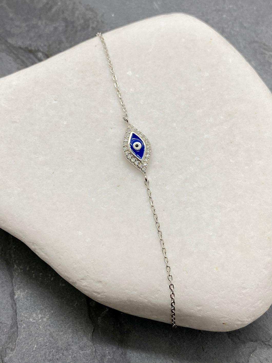 925” Sterling Silver Evil Eye Mati with Rhinestones SB8