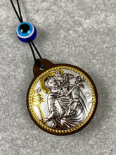 Load image into Gallery viewer, 925* Silver Double Sided Ag. Christoforos and Panagia Hanging Car Charm RK6
