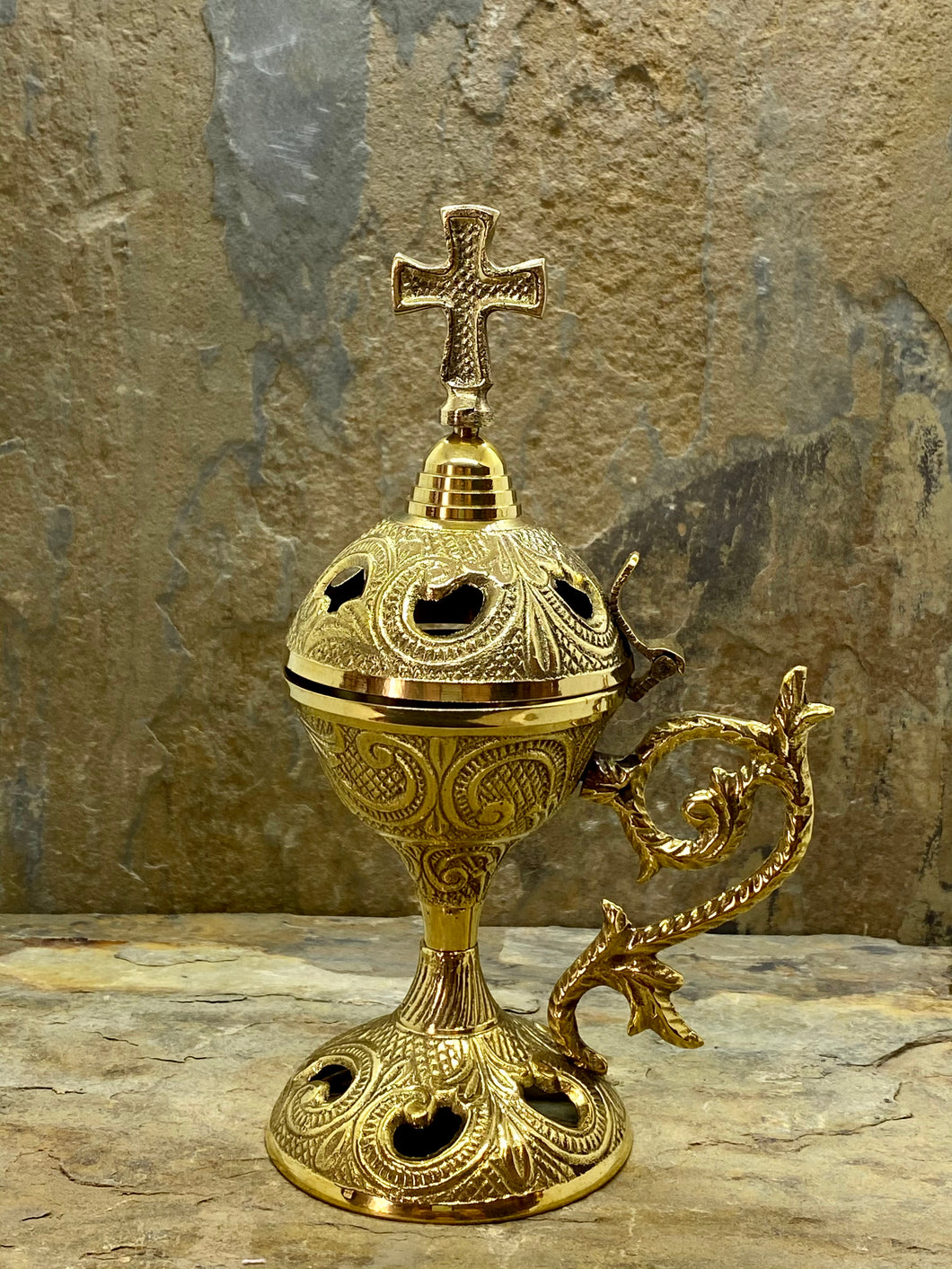 Large Fine Detailed Brass Themioto Incense Burner 169B