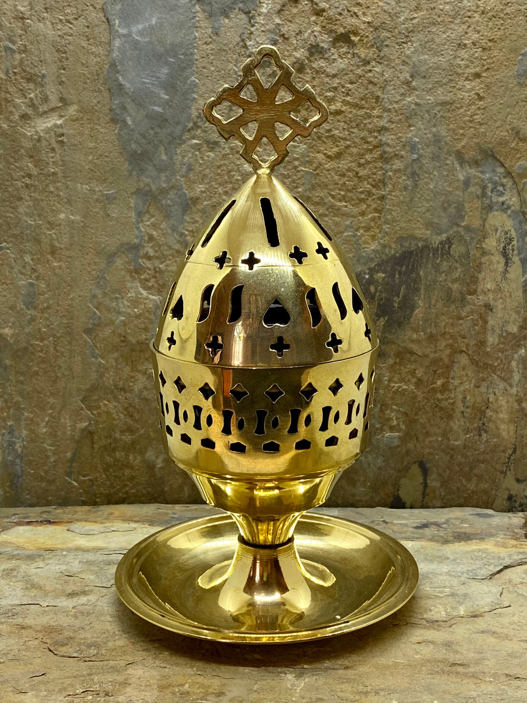 Polished Greek Orthodox Brass Kantili Vigil Lamp 5574B