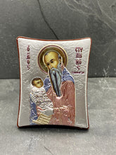 Load image into Gallery viewer, An original copy of Byzantine Holy Icon Agios Stelianos made with 925* Silver on Cherry Wood SI25
