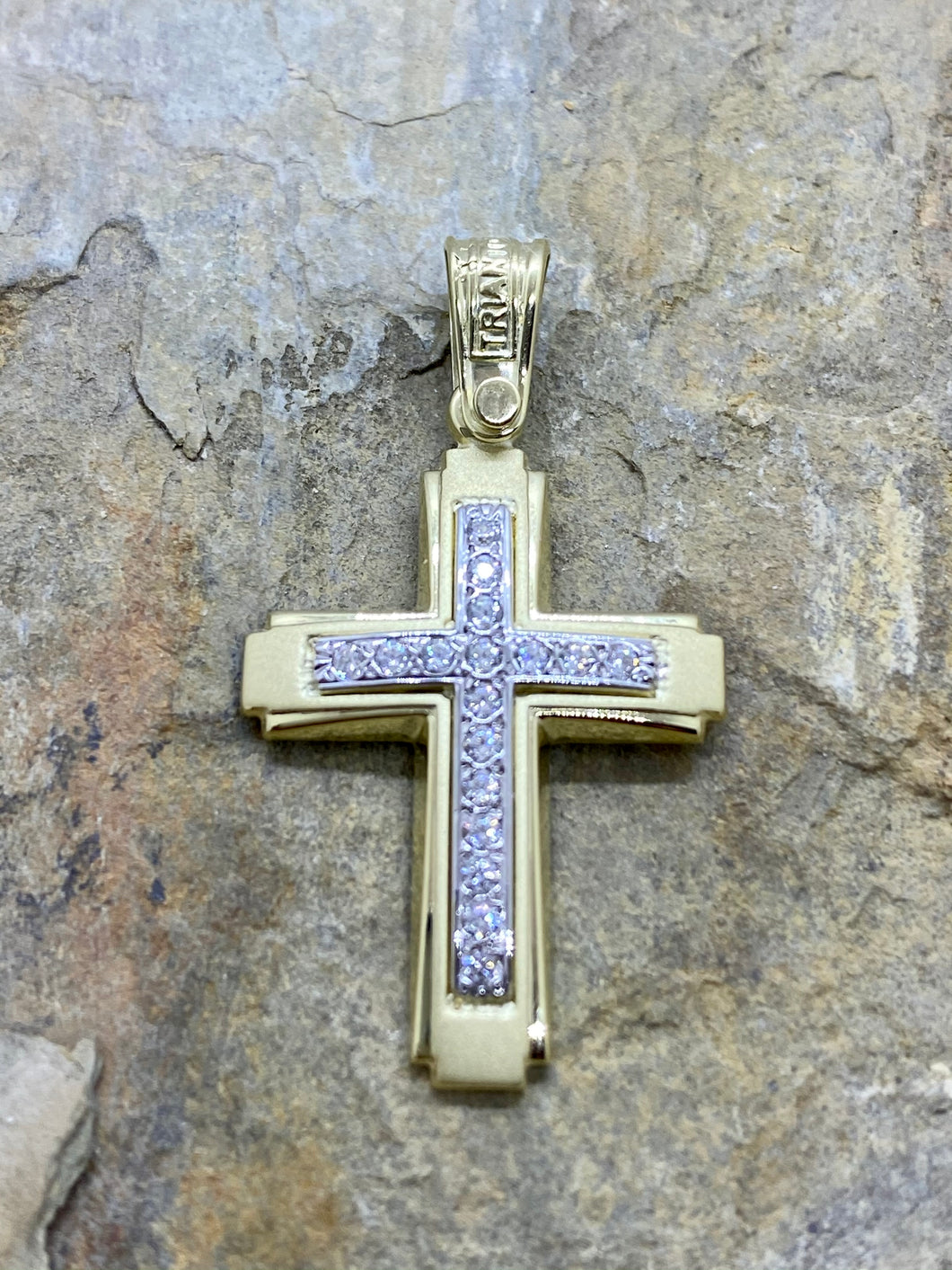 Triantos 14k Yellow Gold Cross with Precious Stones 15