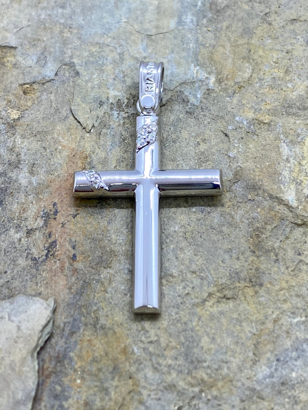 Triantos 14k White Gold Cross with Precious Stones 79