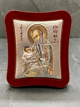 Load image into Gallery viewer, Silver Ag. Stelianos The Baby Protector Icon on Cherry Wood SI72
