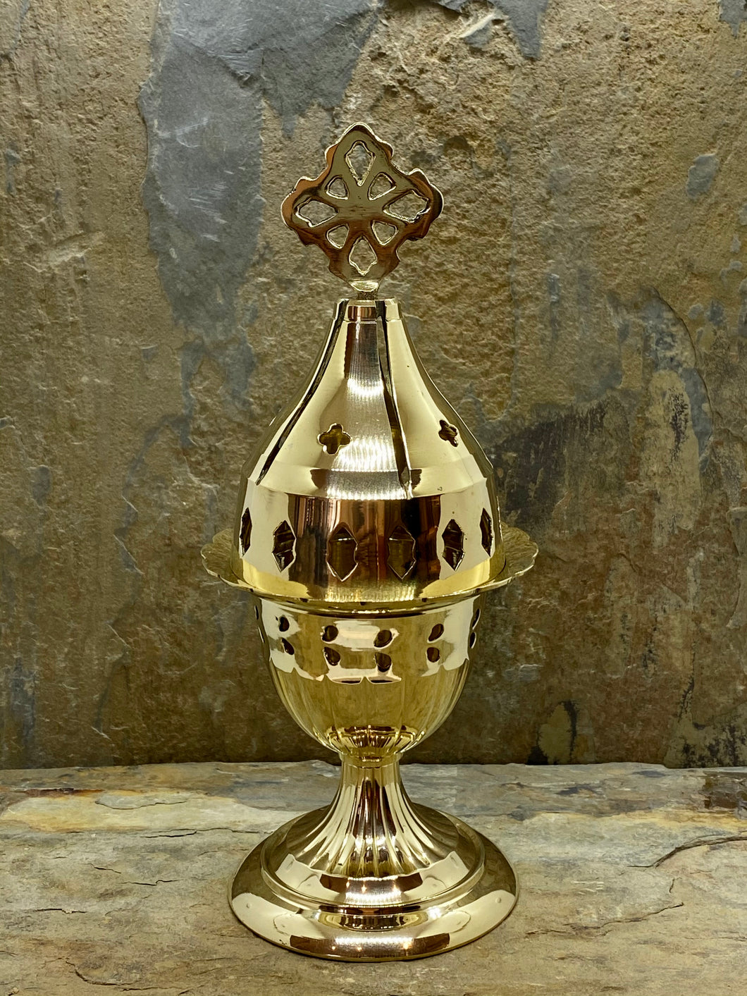 Polished Greek Orthodox Brass Kantili Vigil Lamp 4301BB
