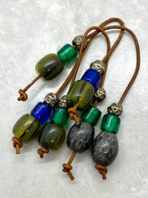 Load image into Gallery viewer, Green Black Beaded with Suede Cord Begleri B9
