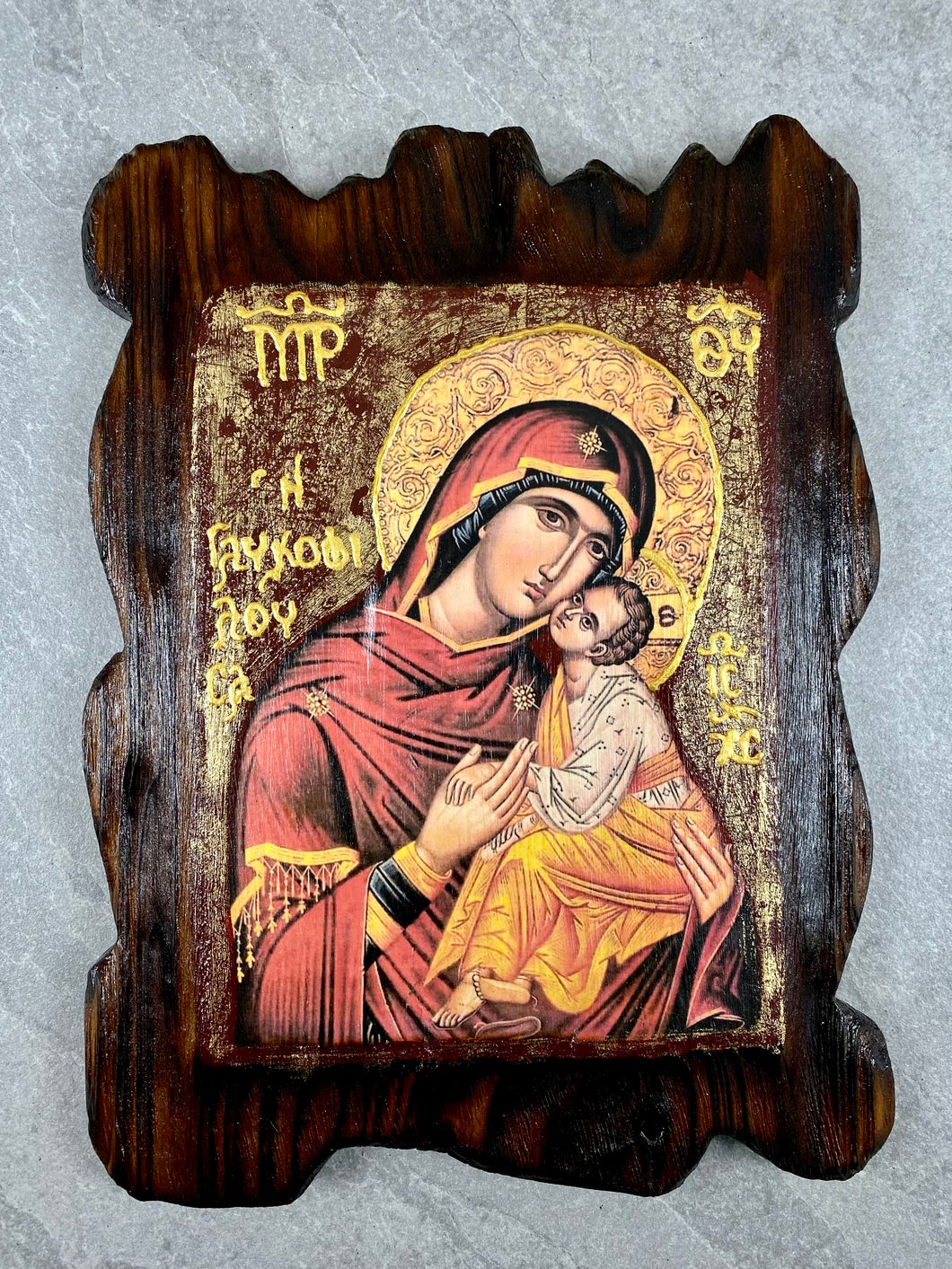 Hand Made Holy Icon Glykofilousa on Natural Wood  HI1