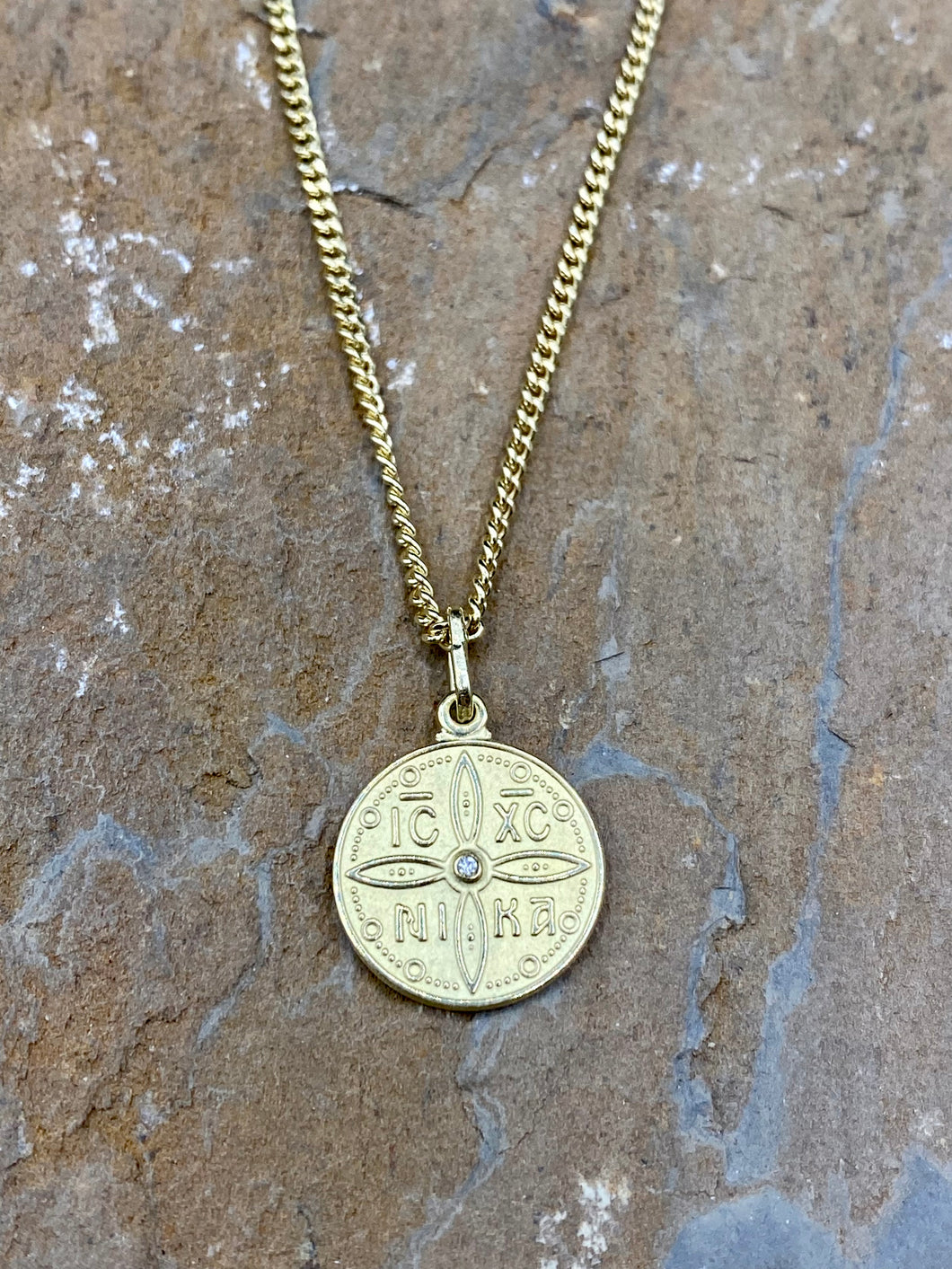 14K Gold Double Sided Konstantinata Pendant