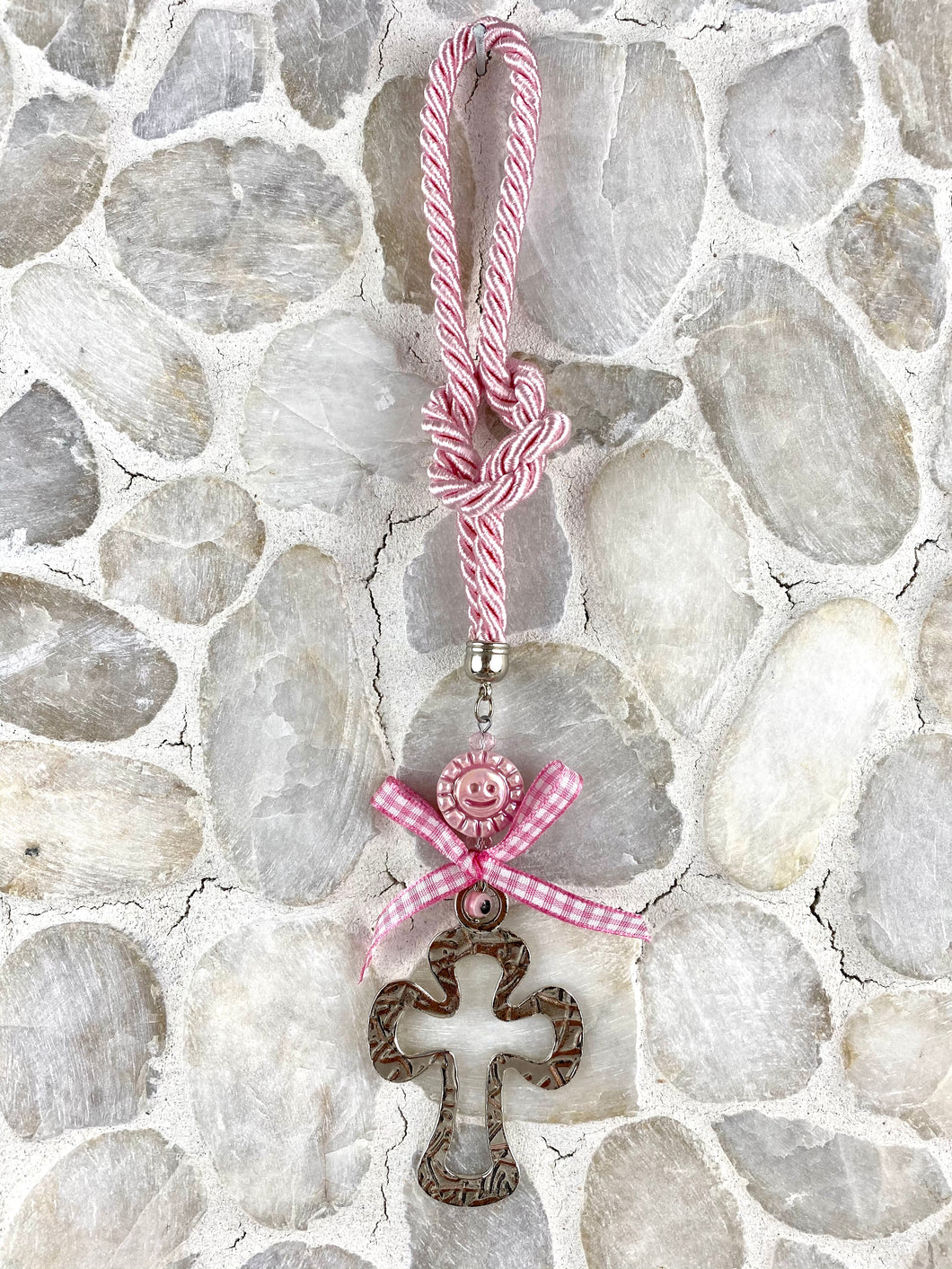 Pink Pearl Cord with Cross GHG23