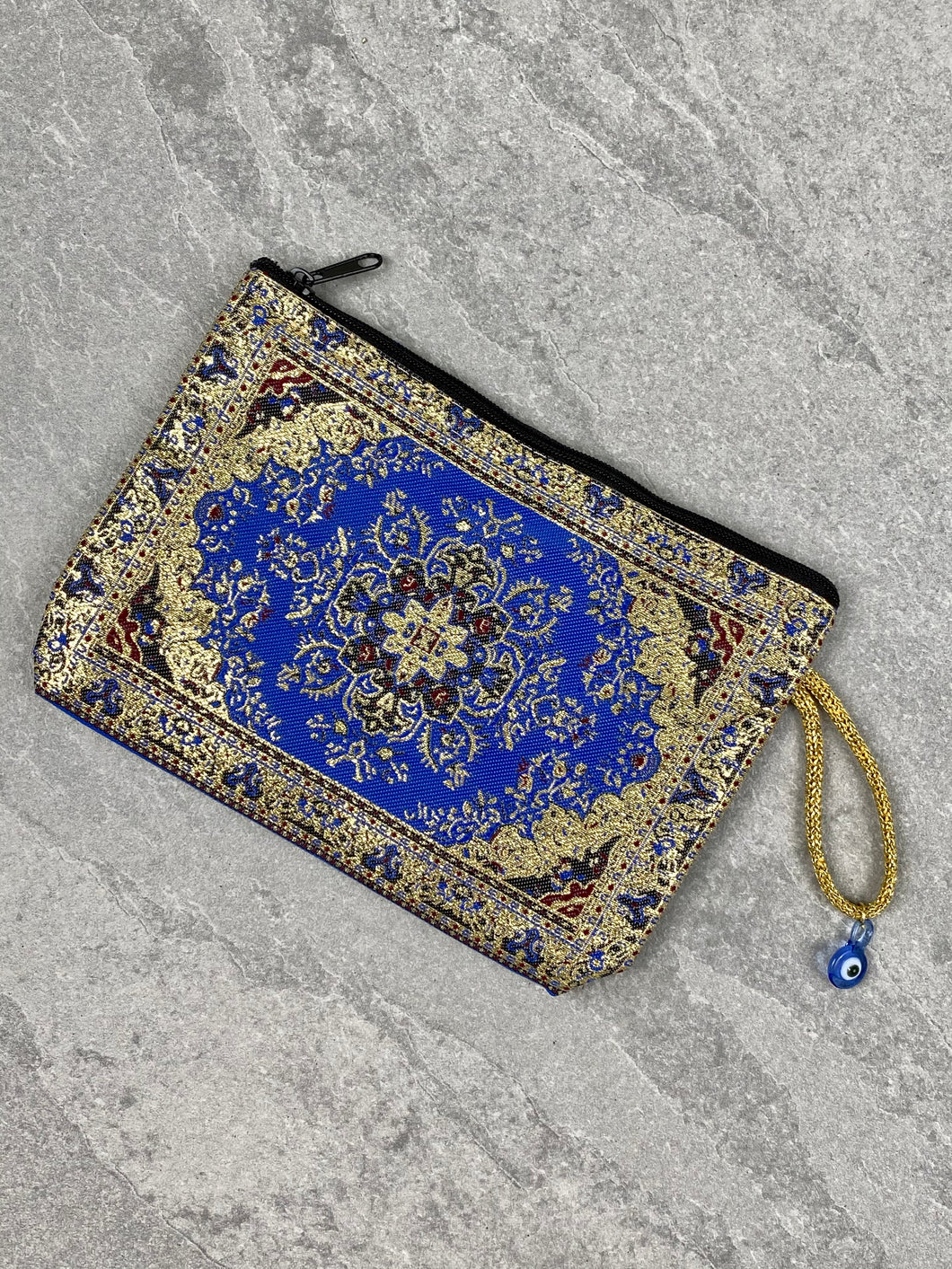 Tapestry Pouch with Zipper and Glass Evil Eye TP5
