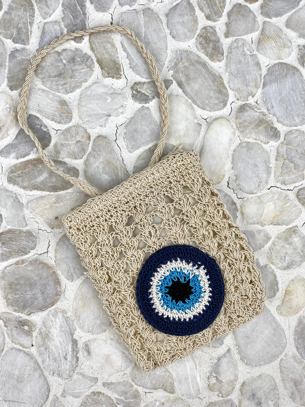 Crochet Evil Eye Pouch with shoulder strap