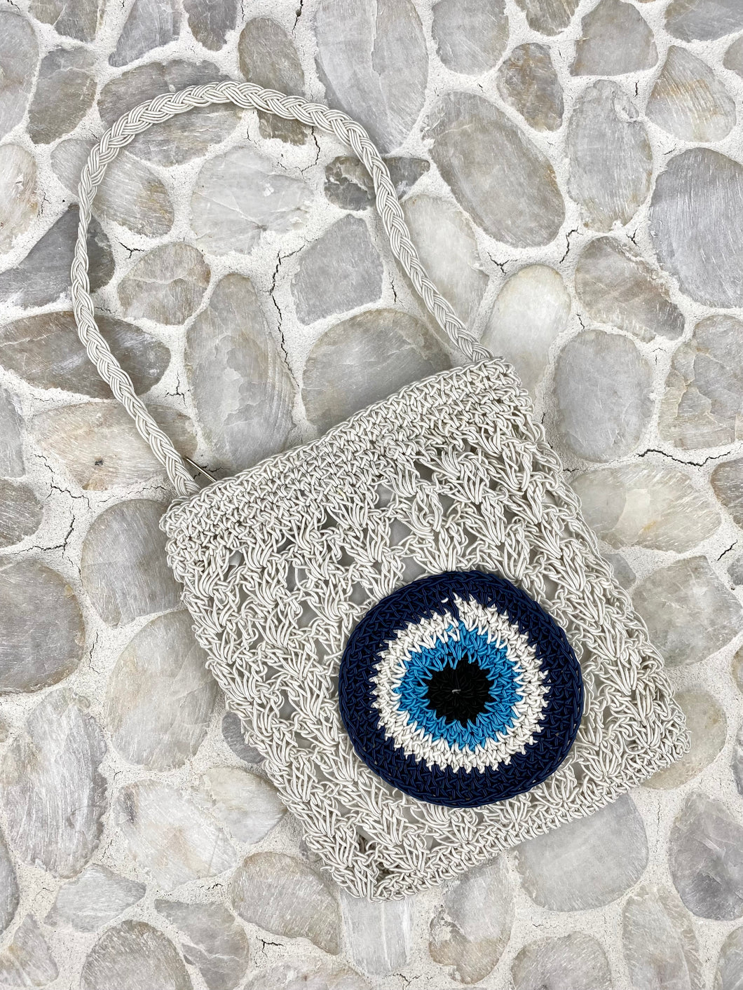 Crochet Evil Eye Pouch with shoulder strap